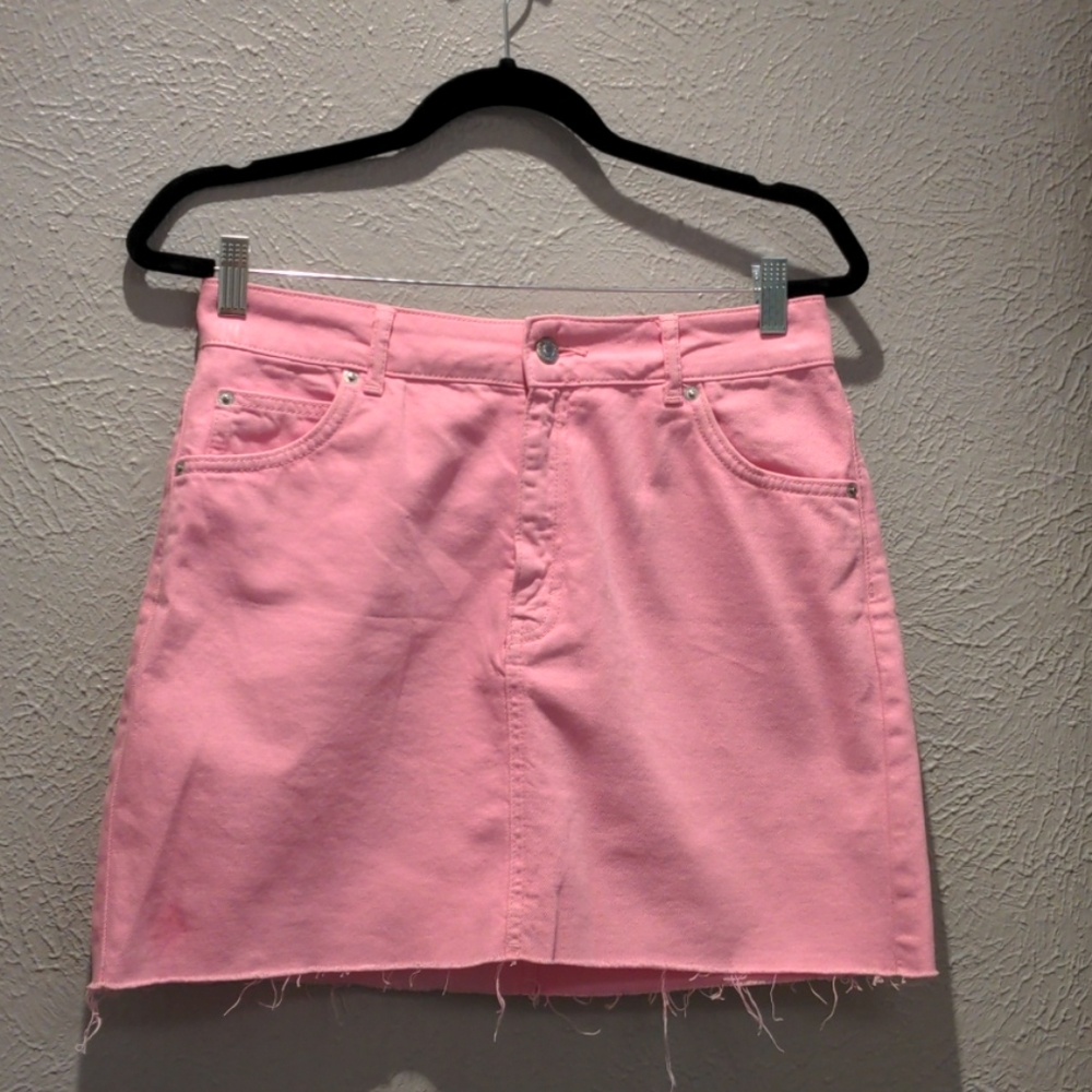 Baby Pink Denim Mini Skirt